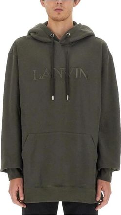 Lanvin Hoodie van katoen met geborduurd logo - Heren - Hoodies - Groen - S - Katoen - Hoodies & sweatvesten