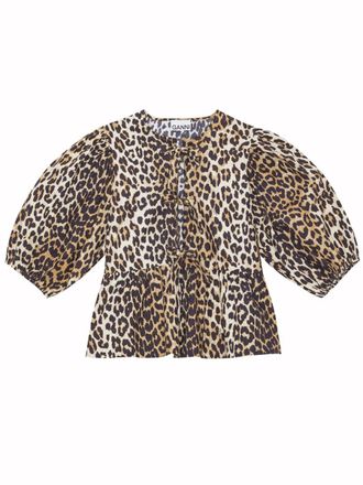 Ganni Animalier Print Organic Cotton Blouse - Multicolor