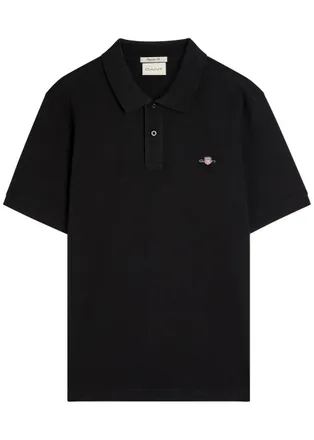 GANT Logo-embroidered Piqu&eacute; Cotton Polo Shirt - Black - Xxl