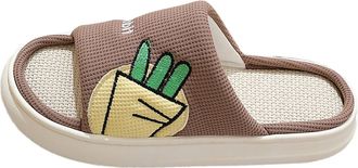 Generic Winter Mens Linen Slippers with Thick Sole for Indoor Comfort and Breathable Open Toe Design (Coffee, 6)