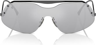 Ferrari 138mm Rectangular Sunglasses in Black /Mirror Silver at Nordstrom