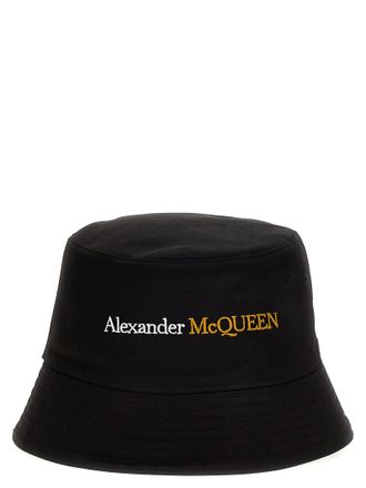 Alexander McQueen Logo Bucket Hat Cappelli Nero-Uomo