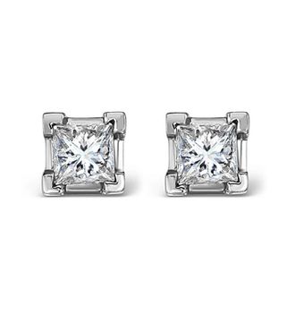 The Diamond Store 18K White Gold Princess Diamond Earrings - 0.66CT - G/VS - 3.8mm