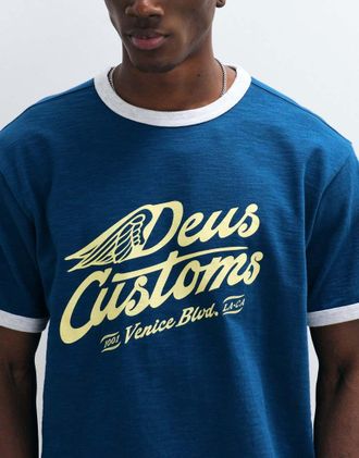 Deus Winglet Ringer - T-shirt blu