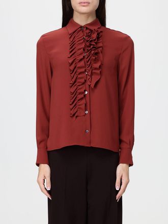 Liviana Conti Cr&ecirc;pe Shirt with Embroidered Plastron and Classic Collar