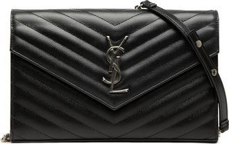 Saint Laurent Pre-owned Saint Laurent Grain De Poudre Chevron Cassandre Envelope Chain Wallet Ladies FCPDO3YE8ZFLUHO4