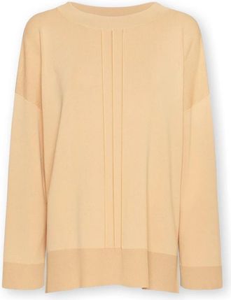 Elena Miro Viscose Blend Crew Neck Jumper - Dames - Ronde hals truien - Beige - 2XL - Nylon - Truien & Vesten