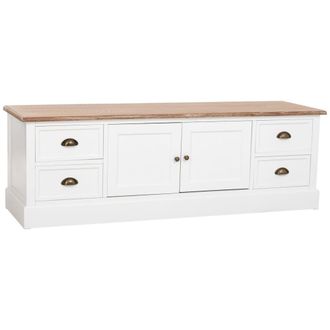 Wanderlust Deco Mueble bajo de madera blanco 2 puertas y 4 cajones 154x45x51.5h cm