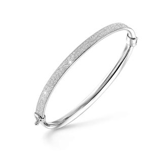 Gold & Honey Womens Glitter Hinged Bangle Bracelets In Silver