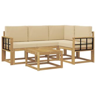 vidaXL Conjunto De Sof&aacute;s De Exterior Con Coj&iacute;n 5 Pcs Y Beige Vidaxl