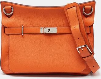 Herm&egrave;s Pre-owned Leather crossbody-bags - Dames - Vintage Schoudertas - Oranje - ONE Size - Leer - Vintage