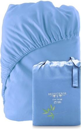 BedVoyage Luxury 100% Viscose Cooling Deep-Pocket Fitted Sheet in Ocean at Nordstrom, Size Queen