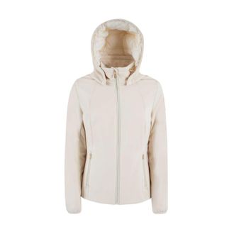 Yes-Zee Witte Nylon Gewatteerde Jas met Capuchon - Dames - Winterjassen - Wit - S - Nylon - Jassen