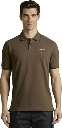Aeronautica Polo Aeronautica Militaire bruin pique katoen