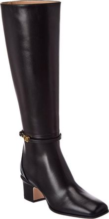 Valentino Vlogo Leather Knee-High Boot