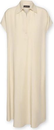 Elena Miro Lange Jurk in Lyocell en Linnen - Dames - Casual kleedjes - Beige - S/M - Linnen - Kleedjes