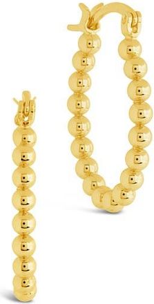 Sterling Forever Bubble Textured Oval Hoop Earrings in Gold at Nordstrom Rack