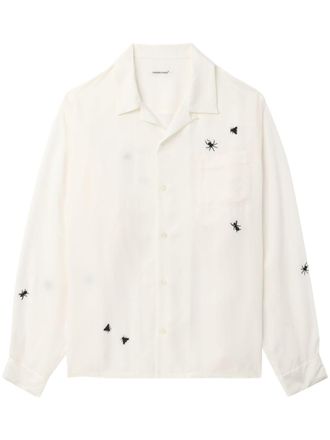 Undercover spider-embroidery semi-sheer shirt - men - Polyester/Cupro - 4 - Neutrals