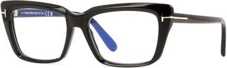 Tom Ford Eyeglasses Square Full Rim, Shiny Black Frame And Clear Blue Light Block Lens Ft5894-B001