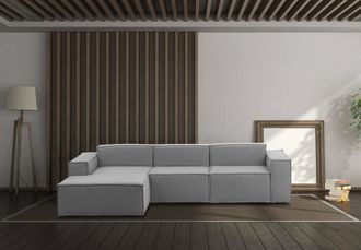 Dmora Talamo Italia - Sof&aacute; Fijo Jessica, Sof&aacute; Modular 3 Plazas Pen&iacute;nsula Izquierda, 100% Made In Italy, Sof&aacute; Moderno En Tela, Cm 300x170h70, Gris, Con Embal