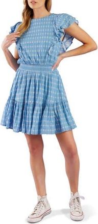 Flying Tomato Ruffle Cap Sleeve Textured Minidress in Powder Blue at Nordstrom Rack, Size Medium