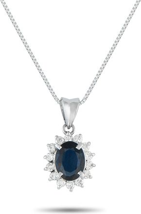 Luxury Bazaar Platinum 0.30ct Diamond and Sapphire Pendant Necklace MF12-082225