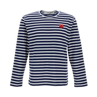 Comme Des Gar&ccedil;ons Long Sleeve Tops, male, Multicolor, Size: L Striped Heart Long Sleeve T-Shirt