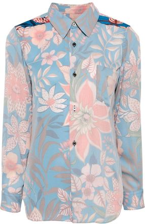 Comme Des Garçons floral-print inside-out shirt - women - Polyester - S - Blue