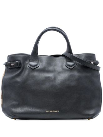 Burberry 2000-2017 Medium Leather and House Check Banner satchel - Black