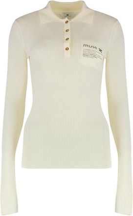 Elisabetta Franchi Tops - Dames - Ronde hals truien - Wit - L - Truien & Vesten