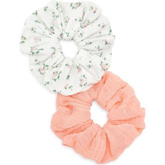 Tasha Assorted 2-Pack Scrunchies in Pink/Ivory at Nordstrom