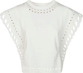 Isabel Marant White Odyle Scalloped Sleeves T-Shirt