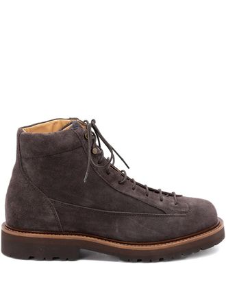Brunello Cucinelli suede lace-up boots - Grey