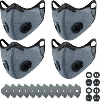 OEM Mascarillas Deportivas Reutilizables + 12 Filtros De Carb&oacute;n Activado, Para Carpinter&iacute;a, Cortar El C&eacute;sped, Correr, Ciclismo, Gris