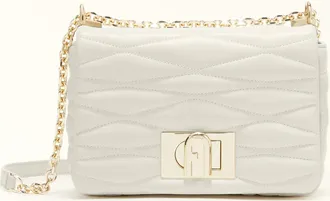 Furla 1927 Borsa A Tracolla S Panna Bianco Nappa Di Pelle Di Vitello Di Lusso Trapuntata Dattero Donna