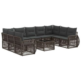 vidaXL Conjunto De Sof&aacute;s De Jard&iacute;n 10 Pcs Gris Y Gris Oscuro Vidaxl