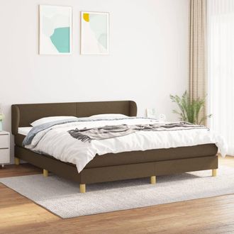 vidaXL Vidaxl - Cama Box Spring Con Colch&oacute;n Tela Marr&oacute;n Oscuro 180x200 Cm