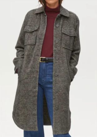 Michael Stars Gwen Longline Shirt Jacket In Charcoal Grey
