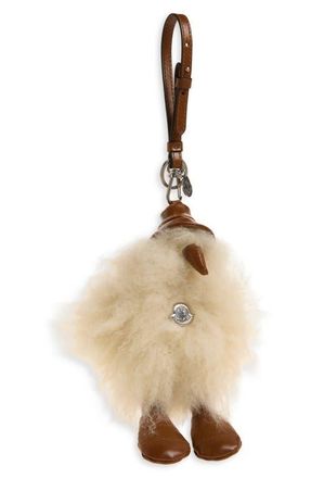 Moncler Duck Faux Fur Bag Charm in Beige Sand at Nordstrom