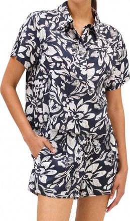 Allison New York Ayla Short Sleeve Blouse In Black/ivory Floral