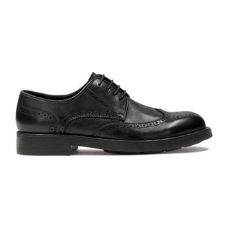 Kazar Zwarte casual halfschoenen met ingewikkelde versiering - Heren - Nette schoenen - Zwart - 42 EU - Leer - Schoenen