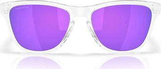 Oakley Prizm Sapphire 53mm Round Sunglasses in Polished Clear /Prizm Violet at Nordstrom