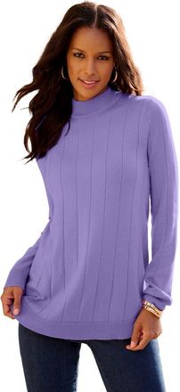 Roaman's Plus Size Drop Needle Mockneck Lightweight Sweater Knit in Vintage Lavender at Nordstrom, Size 5X