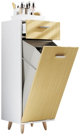 VCM Gabinete De Ropa De Madera Vcm Resto De Lavander&iacute;a Caja De Lavander&iacute;a Cesta De Lavander&iacute;a Dimensiones Aprox. Al. 101 X An. 40 X P. 35 Cm - Landos S (b