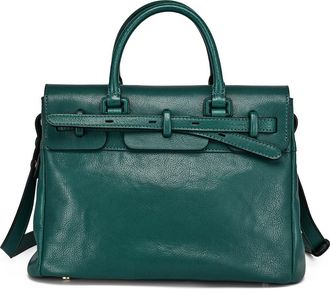 OLD TREND Wishbone Genuine Leather Structured Heritage Satchel in Teal at Nordstrom