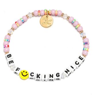 Little Words Project Be F-cking Nice Beaded Stretch Bracelet in Pink at Nordstrom, Size Small