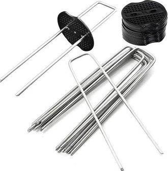 OEM Grapas De Jard&iacute;n (40 Piezas) Grapas De Jard&iacute;n En Forma De U Con Anillos, Clavos Para Suelo Para Tela De Control De Malezas De Exterior