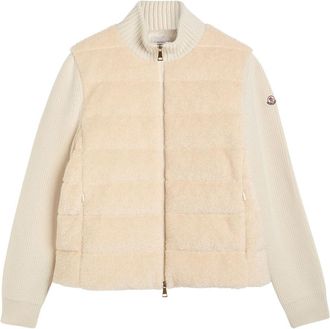 Moncler Quilted Wool and Teddy Cardigan - Cream - XS (UK 8 / XS)