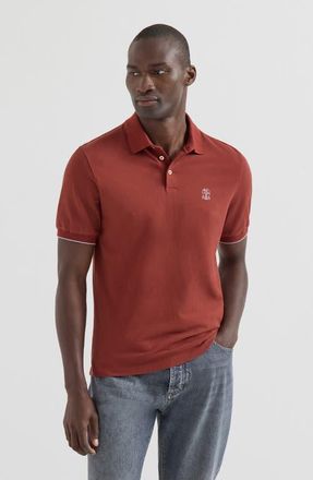 Brunello Cucinelli Cotton piqu&eacute; polo shirt with logo in Grey at Nordstrom, Size Xxx-Large