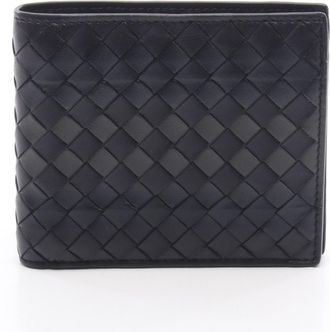 Bottega Veneta Black Gray Intrecciato Wallet (Bi-Fold) (Pre-Owned)